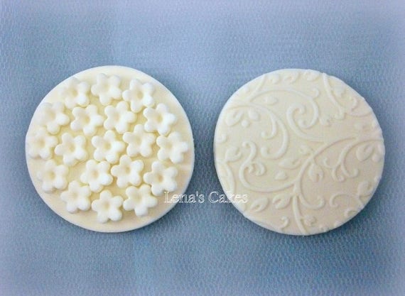 Wedding Fondant Cupcake Edible Toppers, Romantic White Sugar Flowers, Edible Decorations Bridal Shower, Engagement Decor Anniversary Toppers Il_570xn