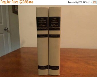 Save 25% Now Vintage Book Set The Complete Works of William Shakespeare in 2 Volumes Like New Condition