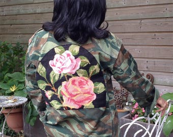 Jacket military camouflage customized pink pattern canvas