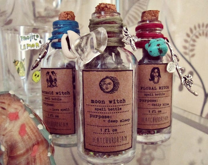 Spell Bottles Gift Set - Apothecary Bottles Set - Magic Altar Kit - Boho Witch Decor - Pagan Altar Tool - Herbs Aromatherapy - Boho Decor
