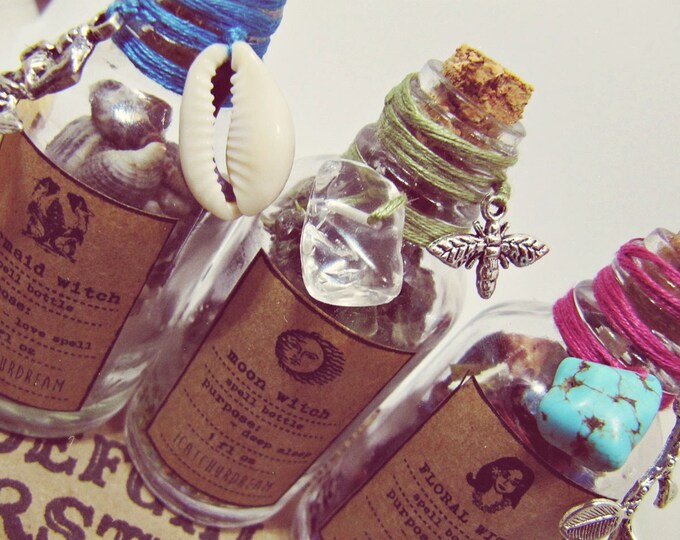 Spell Bottles Gift Set - Apothecary Bottles Set - Magic Altar Kit - Boho Witch Decor - Pagan Altar Tool - Herbs Aromatherapy - Boho Decor