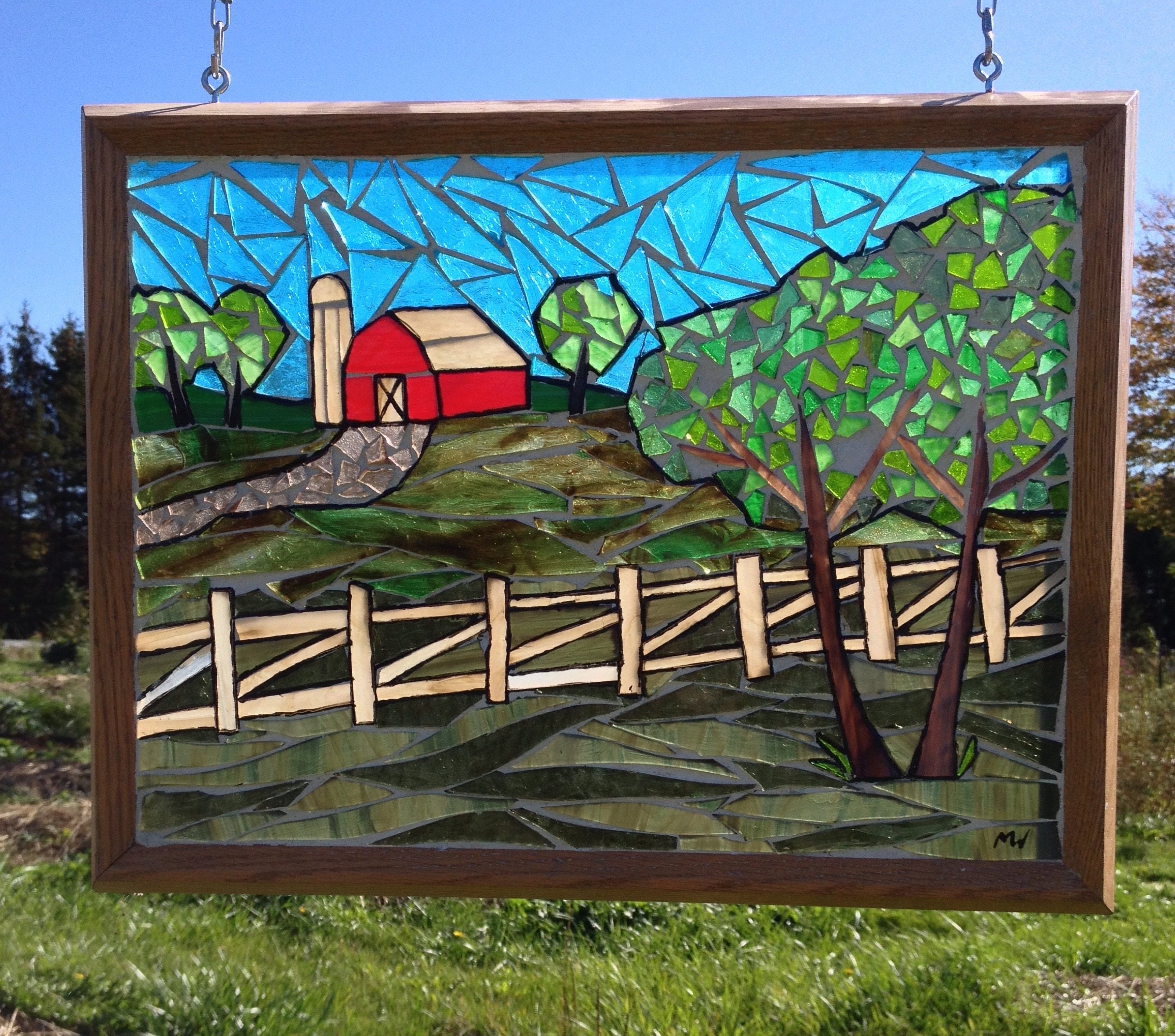 Stained Glass Farm Mosaic Panel Farm Stained Glass Panel