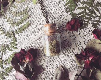 Hematite Quartz Crystal Terrarium Glass Bottle Necklace