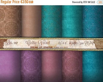40% CELTIC Digital Paper, Celtic Knot Velvet digital paper, Old Paper Digital, Vintage Paper, Scrapbooking backgrounds - n. 047 Celtic Vel