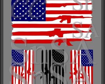 Gun Flag SVG Rifle Life Dad 2nd America USA Thin Blue Line Red DXF Mom 1 2 Skull Team Military Police Fire Sign Hat Cricut Vinyl 2017 Decal.