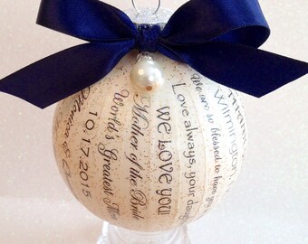 Mother of the Bride Gift From Daughter/Father of the Bride/Personalized Memory Ornament/Parent Gift/Mother Daughter Gift/Loving Memento