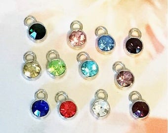 Set of 12 Antique Silver Birthstones Charms