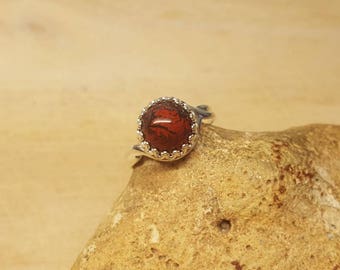 Red jasper ring. 925 sterling silver. Reiki jewelry uk. Women's Adjustable ring. 10mm stone