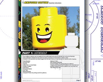 Tutorial: LEGO head. Minifigure costume. DIY patterns & instructions PDF. Build a durable, accurate minifigure mask. Instant download!