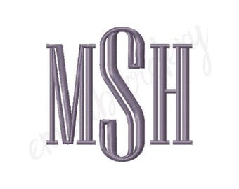 7 Sizes Engraved Monogram Machine Embroidery Font - 1" 1.5" 2" 2.5" 3" 3.5" 4" - 8 File Formats PES JEF DST - Satin Stitch Instant Download