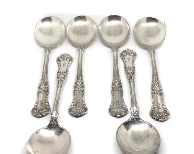 Antique Georgian Spoon GORHAM Silver 1897 RICHMOND Pattern / Set of 6 Gumbo Spoons