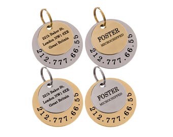Custom Dog ID Tag Personalized Engraved Pet Puppy Cat Name Brass or Stainless Steel