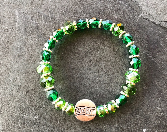 Green Swarovski bracelet, lime bracelet, beaded bracelet, stretching bracelet, green bracelet, handmade bracelet