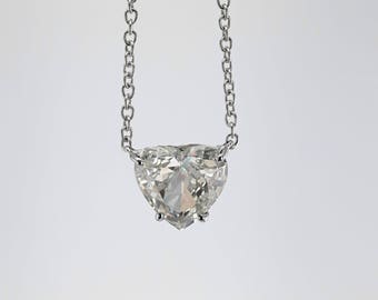 Heart Shaped Diamond Pendant, Heart Diamond Necklace, White Gold Necklace, White Gold Diamond Pendant,Luxury Gold Necklace,Beautiful Pendant
