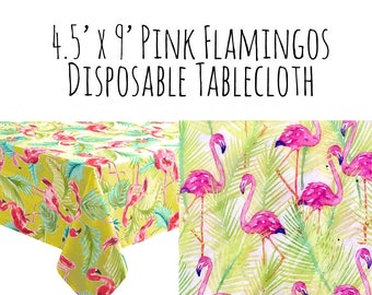 Large Disposable Pink Flamingos Tablecloth, Plastic Tablecloth, Luau Party, Tropical Party, Summer Pool Party Supplies, Outdoor Party BBQ