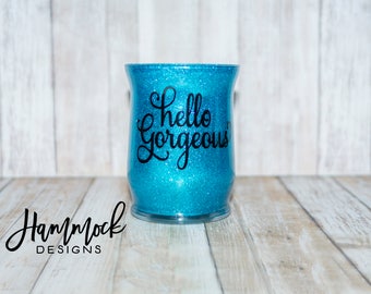 ON SALE glitter makeup brush holder makeup brush holder brush holder makeup brush gift for her makeup organizer birthday gift hello gorgeous
