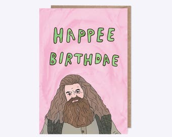 Harry Potter Birthday Card | Hagrid Card 'Happee Birthdae' | Harry Potter Movies | Funny Birthday Cake Card