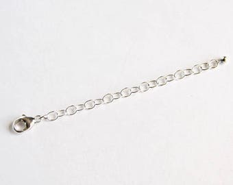 Adjustable Necklace Chain Extender Sterling Silver Lobster Clasp Custom Length Variable Length Cable Style Necklace Extender Chain Extension
