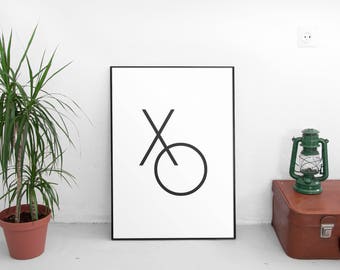 Printable Art, Fashion Print, Fashion Poster, XO Print, Fashion Art Print, Digital Download, Fashion, Wall Art Decor, Black And White, Print