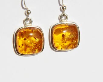 genuine amber earrings on 925 Silver