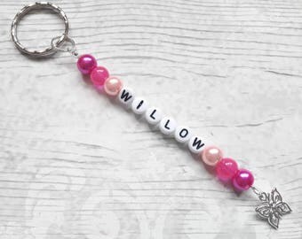 named keyring, personalised bag charm,back to school zip tag, book bag charm, zip pull, bag tag, children gift, gifts for kids, teacher gift