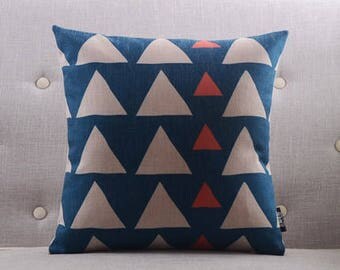 Decorative pillow, cushion cover blue and white triangle geometrichome throw pillow shell customized size