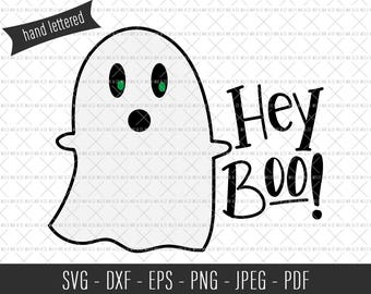 Hey Boo SVG, Halloween SVG, Commercial SVG Files, Commercial Cut Files, Hand Lettered Svg, Halloween Cut File, Spooky svg, Funny svg, Vector