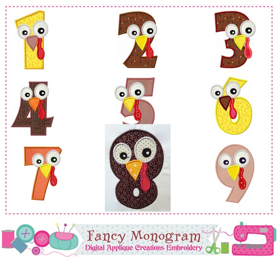Thanksgiving Numbers appliqueTurkey Numbers