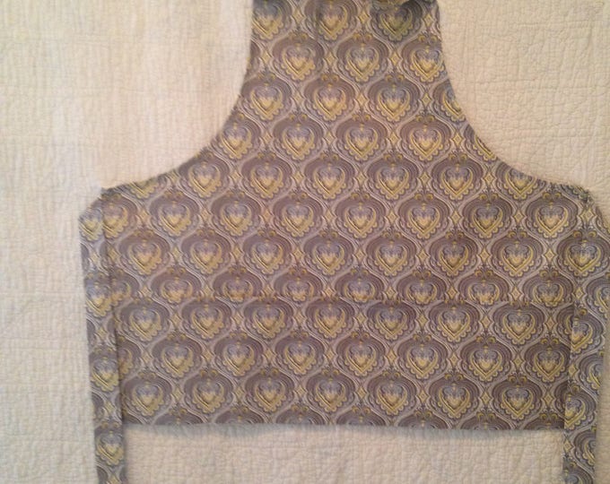 Tween Grey and Yellow Damask Apron with Large Pockets. Teen Pre-Teen Apron. Classic French Damask Apron fits Ages 8-12