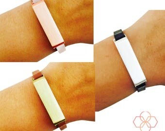 PRE-SALE Fitbit Bracelet for Fitbit Flex 2 Fitness Trackers - The KATE Single Strap Brushed Metal and Genuine Leather Buckle Fitbit Bracelet