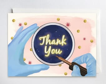 Thank You Card for Microbiology professor, Chemistry, Biology, Science professor, illustration of positive result, with envelope, 5 x 7 inch