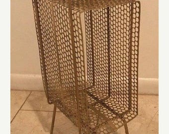 On Sale Vintage Mid Century Modern Metal Telephone Stand Magazine Rack End Table