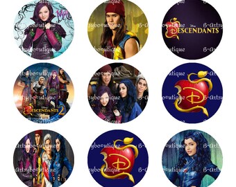 Descendants Show, 1 inch bottle cap images, Digital file printable