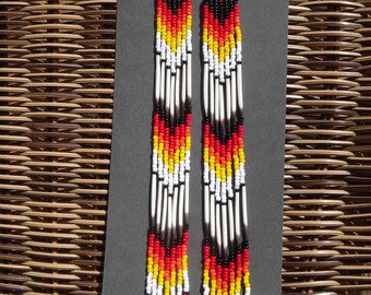 Porcupine quills earrings, extra-long. Native american earring. Nature inspired. Native jewelry. Traditional color. American Indian.