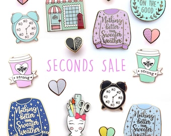 SECONDS SALE! Enamel Pin, hard enamel, brooche, enamel pins, pin badge, second pins, b grade, little lefty lou,