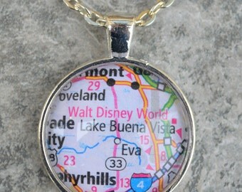map pendant necklace - disney map - disney bachelorette - disney gift ideas - disney jewelry gift - disney wedding gift - disney vacation