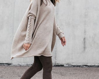 Alpaca wool oversized sweater for women knit cardigan navy