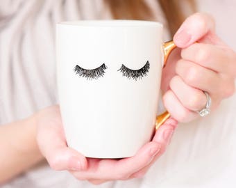 Eyelashes Gold Coffee Mug, Gold, Gift for Boss, Gift for Her, Girl Boss, Coffee Mugs, Boss Lady, Lashes Coffee Mug, Lashes, Coffee Mug Gold