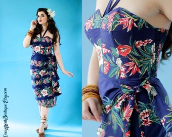 Sarong dress, Hawaiian dress, Pinup dress, Tiki dress, Rockabilly dress, Tiki Oasis dress, Wrap dress, Oceanfront dress, XS - XXL