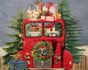 Red Truck Scenic Holiday Fabric Yardage. Holiday Traditions Henry Glass. Vintage Red Truck ...