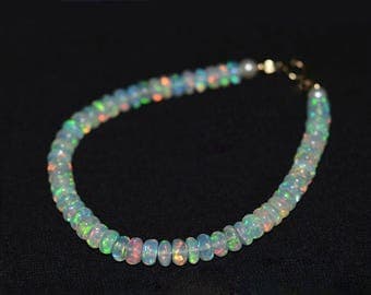 Opal Bead Bracelet - Natural Opal, AAA Genuine Ethiopian Opal, Opal Bracelet, Fire Opal Bracelet, Opal Beaded Bracelet, Opal Jewelry