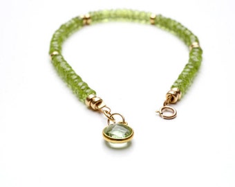 Peridot Bracelet, Peridot Jewellery, August Birthstone, Green Peridot Jewelry, 14K gold filled, Handmade Jewellery, Her Gift, Birthday Gift