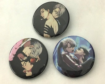 Victor x Yuri (Victuuri) Yuri on Ice Anime Yaoi Pin Set