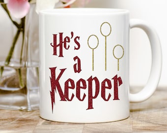He's A Keeper-Harry Potter Couples Mug - Harry Potter Mug - Harry Potter Gift - Harry Potter- Harry Potter Wedding Gift - Stocking Stuffer