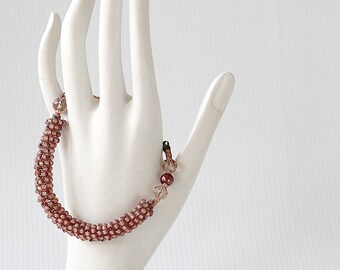 Beaded Bracelet Rope - Seed Bead Bracelet - Chunky Bracelet - Bracelet for Wife - Date Night Jewelry - Rose Gold Bracelet -Romantic Bracelet