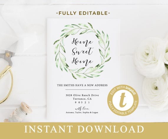 Rustic Moving Announcement Editable Template Printable Home Free Printable Moving Announcement Templates