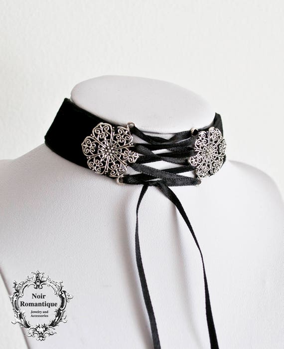 Black velvet corset choker-gothic choker-corset