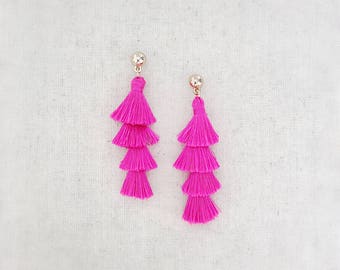 Hot pink earrings | Etsy