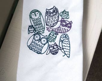 Hipster Owls Dishtowel PREMIUM Flour Sack