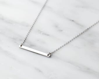 Thin Bar Necklace / Dainty Silver Bar Necklace / Silver Layering Necklace / Bridesmaid Necklace